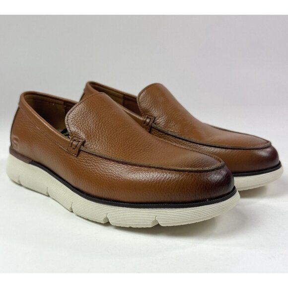 Skechers Augustino Ossie Moc Toe Mens 8.5 Cognac Leather Loafers Shoes 205096 - Picture 3 of 10